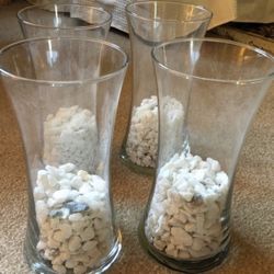 Glass Vases W/Rocks Lot (4)