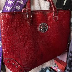 Red/Burgundy Tote Bag/Purse