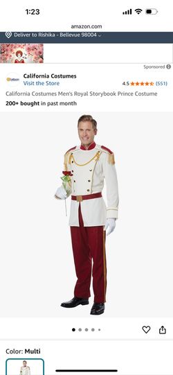 Prince Charming Costume Adult male Size Large