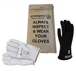 Enespro Class 00 Black Rubber Voltage Insulating Glove Kit SZ 9