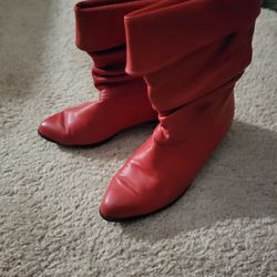 Brand New Red Leather Boots Size 8