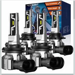 NOVSIGHT 9005 9006 Bulbs Combo - 1:1 Mini Size, Plug and Play, 6500K Cool White, 40000LM Bright Output, No Adapter, Fanless Cooling, CANBUS Ready, IP6
