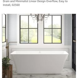 FerdY FerdY Sentosa 67" Acrylic Freestanding Bathtub, Contemporary Design Soaking Tub 