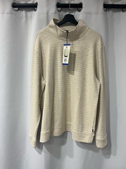 NWT Dockers Men L Quarter Zip Textured Fabric Pullover Sweater Beige 1899643