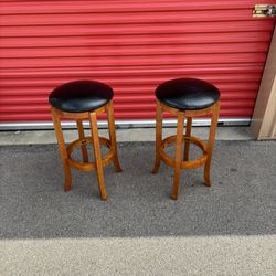 Two Swivel Backless Bar Stools