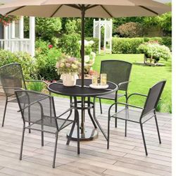 Metal Patio Dining Table and Chairs Set for 4