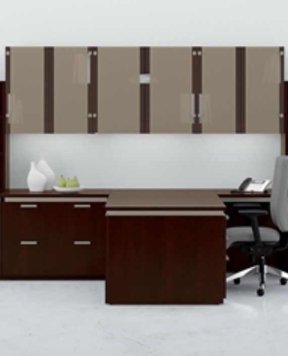 National “Casbah” Series UShape Desk W/2-Drawer Lateral File Cabinet