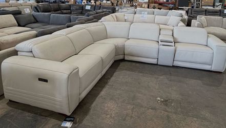 Karson Ivory Leather CloudZero Power Reclining Sectional – Like New + FREE Delivery Available 🚚