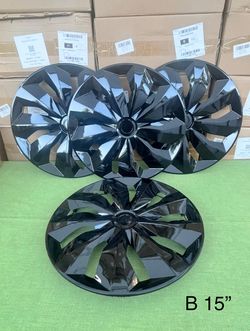 4PACK 15 Inch Black Wheel Covers Snap on Full Hub Caps fits R15 Tire S Steel Rim