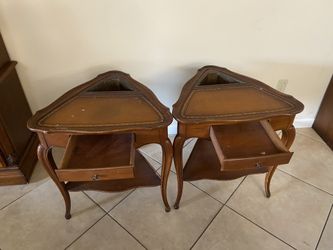 Matching antique corner tables