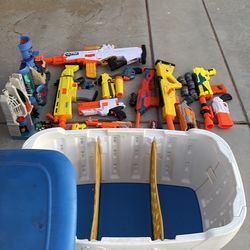 Nerf guns and big toy box