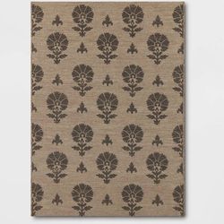 Threshold Block Print Outdoor Area Rug, 5x7 ft - Tan