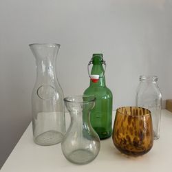 Assortment Of Glass Vases And Carafes