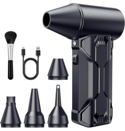 Compressed Air Duster, 110000 RPM High-Speed Electric Air Duster with Brushless Motor, 3-Speed Settings, Rechargeable Cordless Dust Blower with Fast C