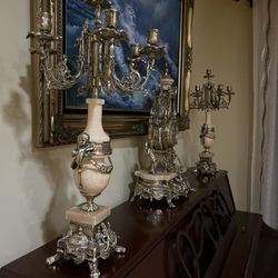 Clock And Two Candleholders 