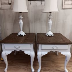 Farmhouse White End Table Side Table Set 