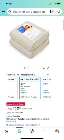 Canvas drop cloth 4x12 Ft pack of two