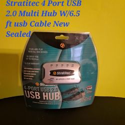 Stratitec 4 Port USB 2.0 Multi Hub W/6.5 ft usb Cable New Sealed