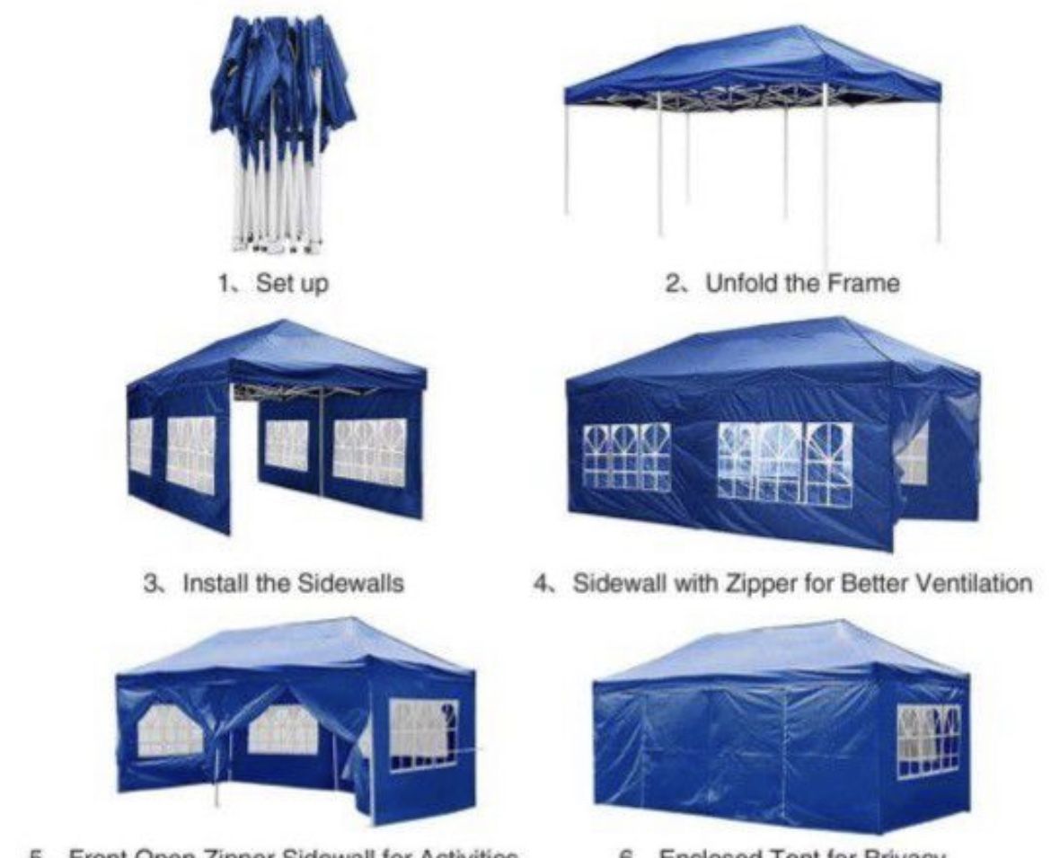 10x20' Heavy Duty Enclosed Pop Up Canopy Folding with 4 Sidewalls for Outdoor Event Vendor Farmer Flea Market Tent๐๐