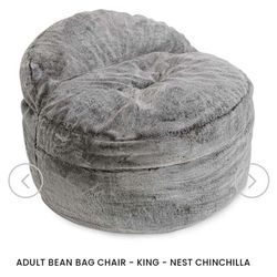 Grey - Adult Bean Bag Chair/Bed - King - Nest Chinchilla