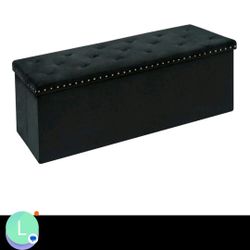 Black Velvet Ottoman 