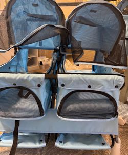 Double Pet Stroller Light Blue