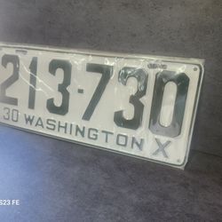 1930 Wa License Plate Restored