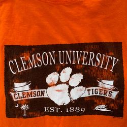 Men’s M/L Clemson University Tigers Paw Print College Team Sport orange T-Shirt