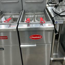 Flamaster FLM-F3-NG 15 1/2" Natural Gas Floor Fryer, 35-40 lb, 3 Tubes, 90,000 BTU