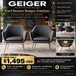Pair Geiger Bumper Armchairs by Ward Bennett – Executive Guest Chairs