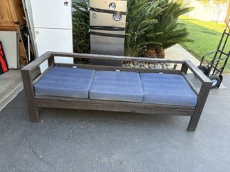 2 Large Wood Benches w/ Cushions