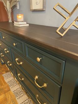 green emerald velvet dress Richmond Ridged Wide 6 Drawer Dresser, Matte Sage Green main image 0