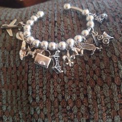 The 925 Charm CUFF, a 925 Silver Cuff Full Of 925 Bead Spacers & 925 Charms THIS CUFF CLOSURE IS DEEP / SECURE