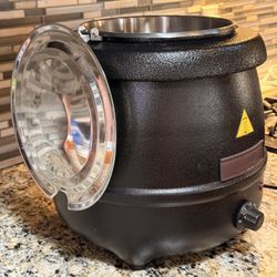 Commercial 10.5QT Soup Kettle Warmer with Stainless Steel Hinged Lid, Detachable Pot, Temperature Control Knob for Parties and Restaurants. ETL Listed