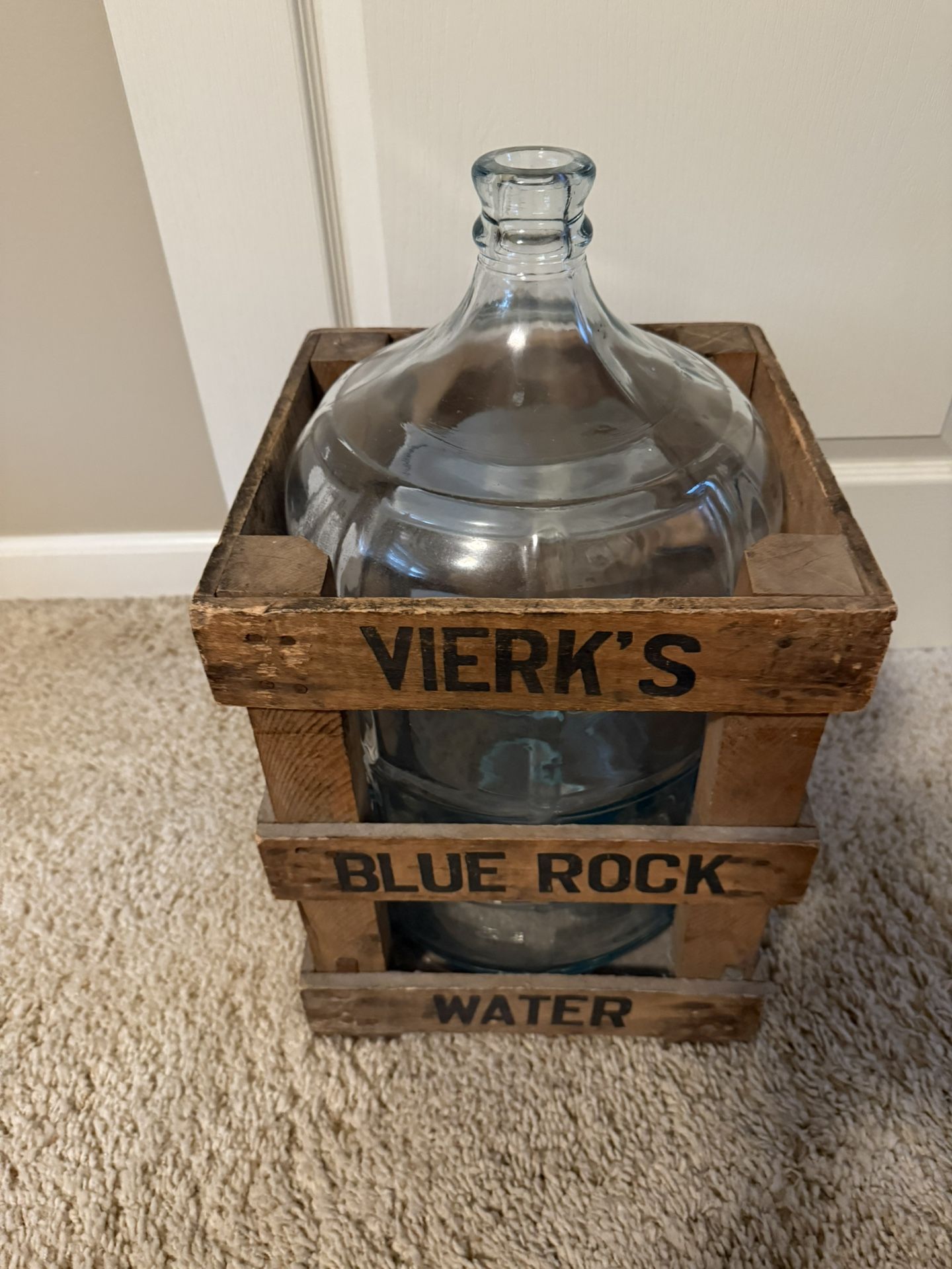 5 Gallon Glass Hinckley & Schmitt Bottle With Wood Crate