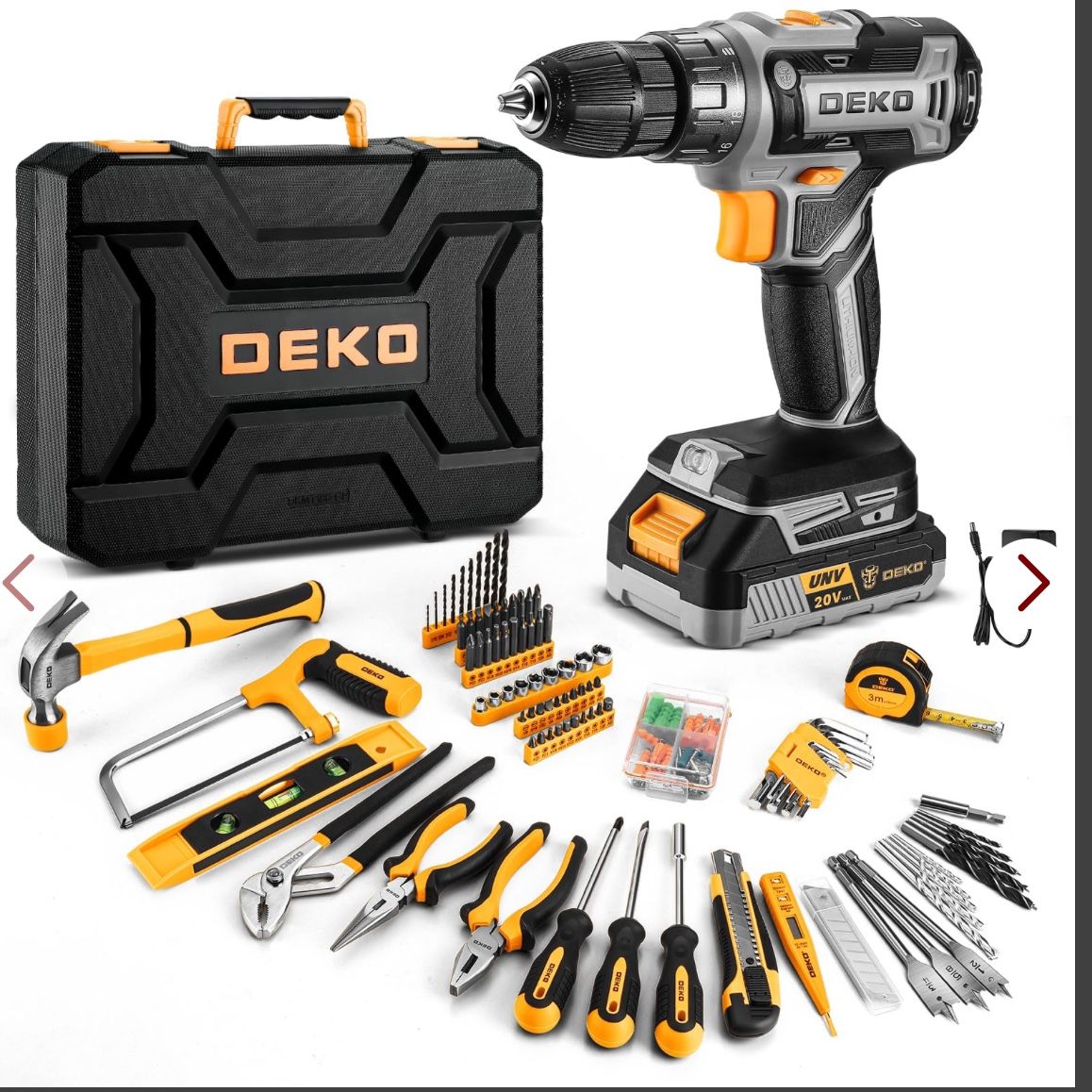 Cordless Drill Tool Kit Set: 20V Power Drill Tool Box With Battery Electric Drill Driver For Men Home Hand Repair Basic Toolbox Tools Sets Drills Case