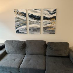 Gray Sectional Sofa with Queen Pull-Out Sleeper & Storage