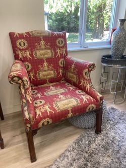 2- baroque accent wing chairs/used staging