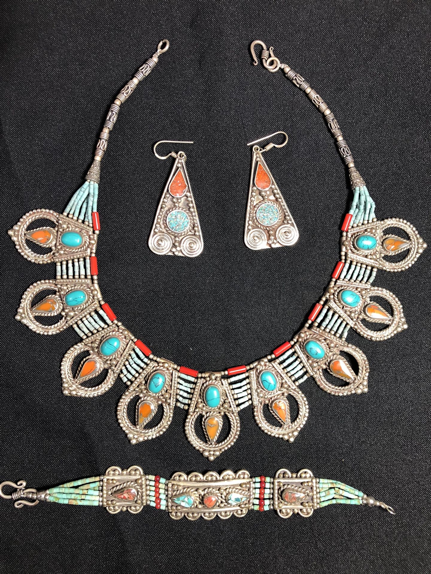 Ancient Egyptian Silver Jewelry Set Reproduction 