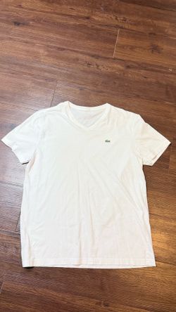 Vintage Lacoste White V-Neck Tee Quiet Luxury Old Money Minimalist