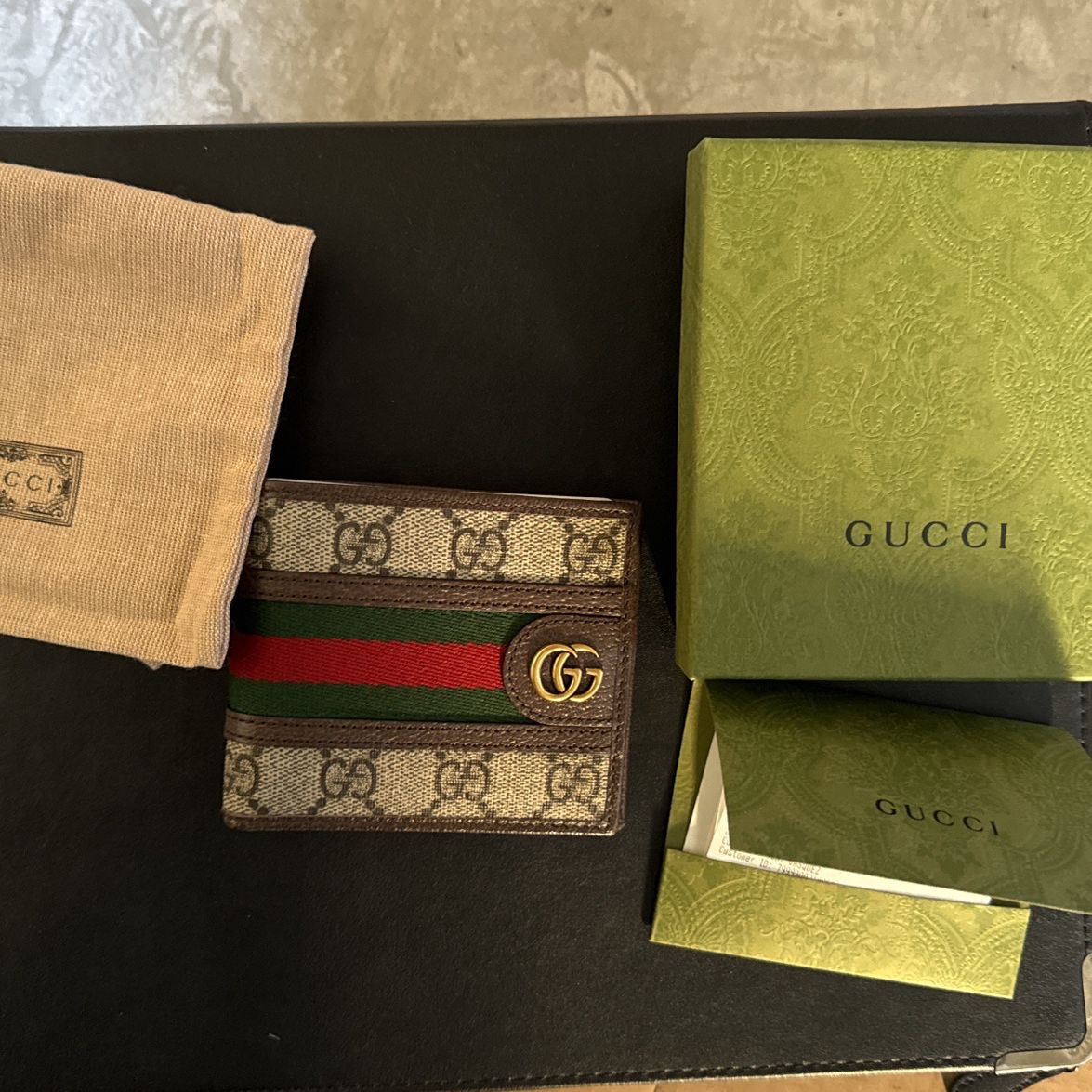Real Gucci Wallet With Receipt!  GG Supreme Canvas And leather Ophidia Bifold 
