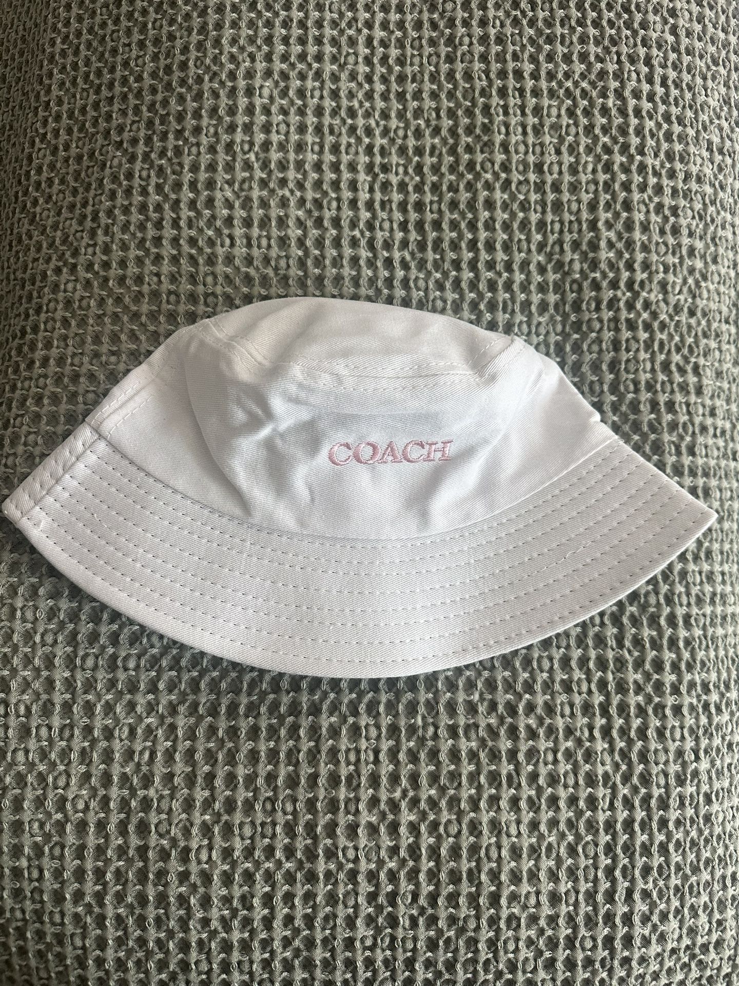 Coach White Hat with Pink Logo
