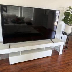 Modern White TV Stand w/ Storage