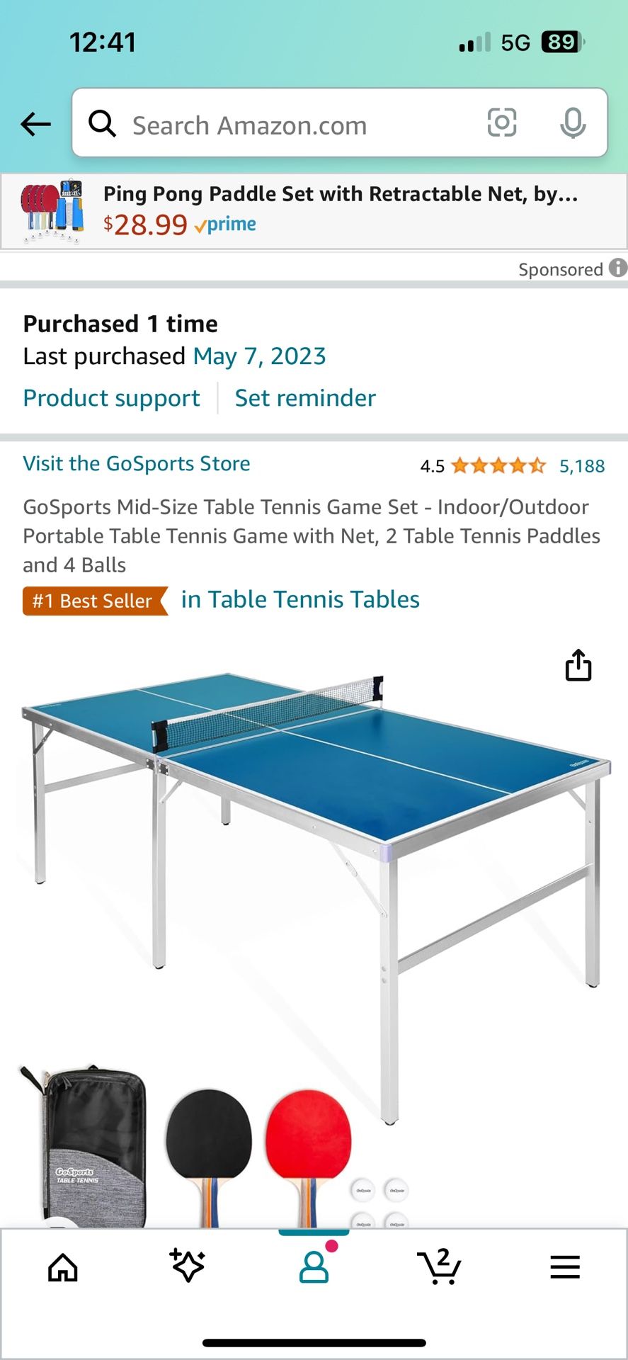 Go Sports Mid Size Ping Pong Table