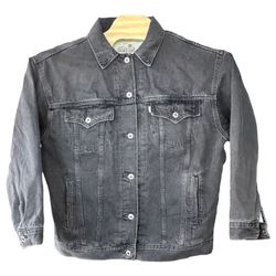 Levi's Silver Tab Black Stonewash Baggy Trucker Denim Jean Jacket Unisex Medium