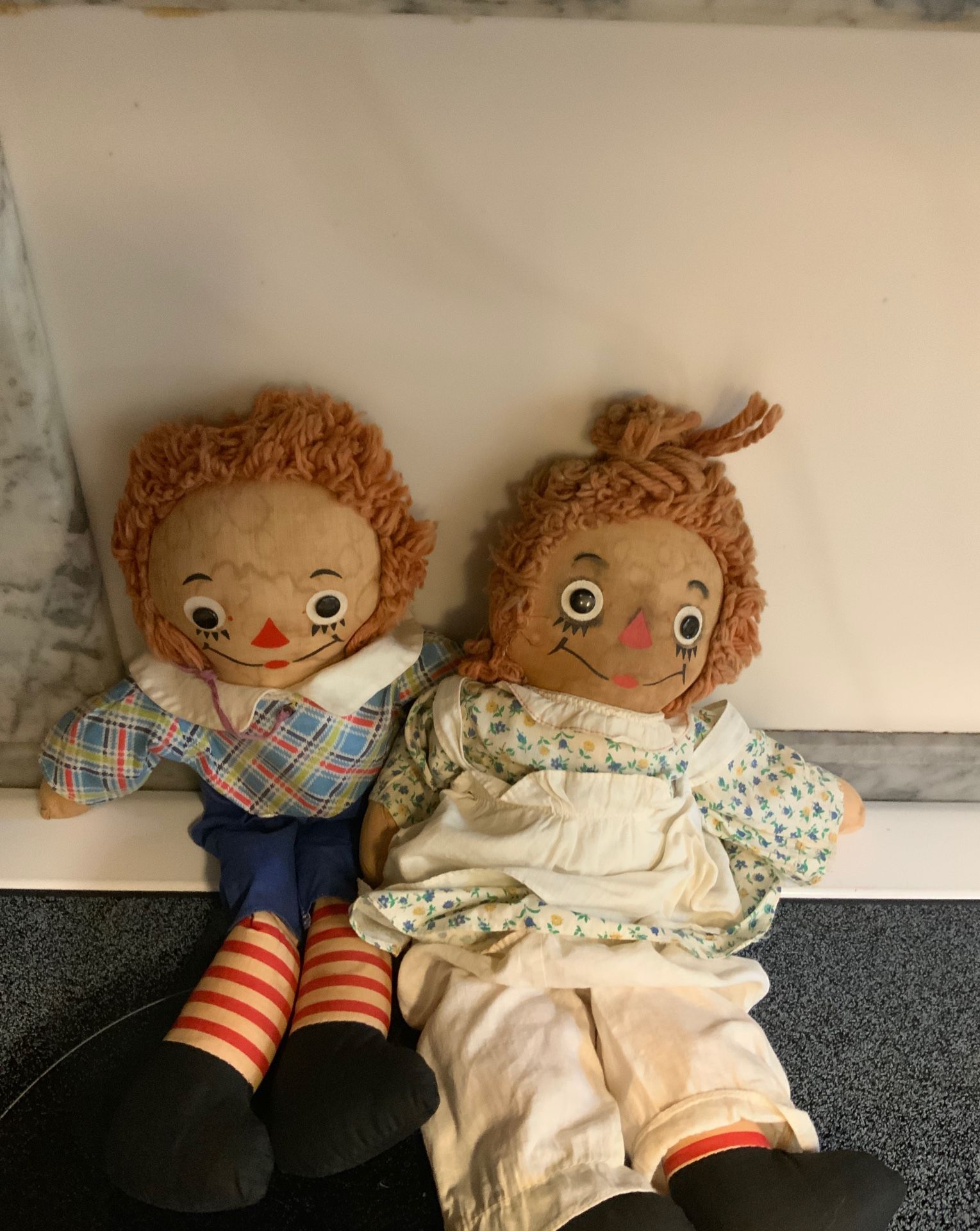 Raggedy Ann And Andy Rag dolls , Circa 1940 Johnny Gruelles, Georgene Novelties , NY NY ;(15 Inch)