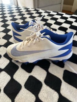 Nike Alpha Huarache Baseball Cleats | White/Blue | Size 7 | Like New