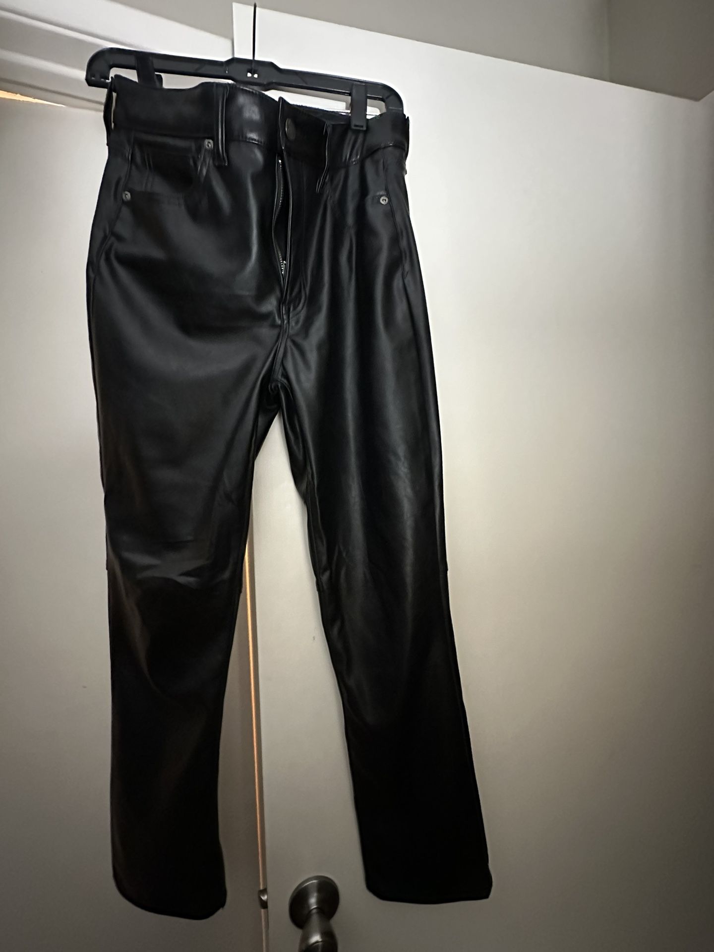 High Rise Faux-Leather Vintage Slim Pants