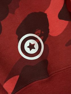 BAPE Color Camo Shark Wide Full Zip Double Hoodie Red