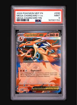 2026 Pokemon Mega Charizard Y ex Mega Charizard Tin #030 PSA 9